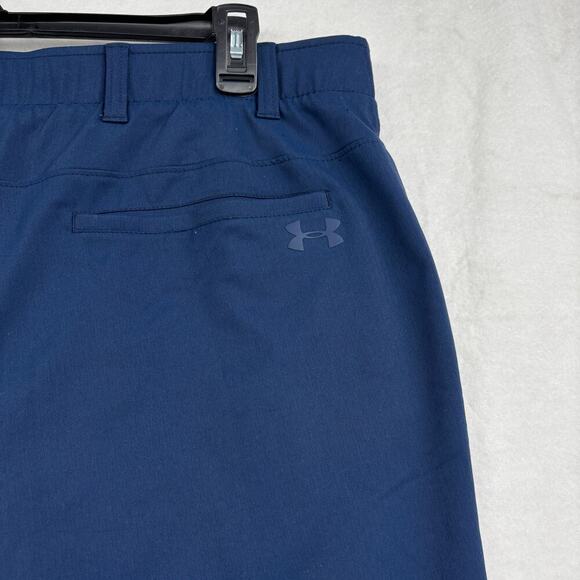 Under Armour Shorts Mens Size 42 Blue Flat Front HeatGear Pockets Performance - Picture 6 of 11